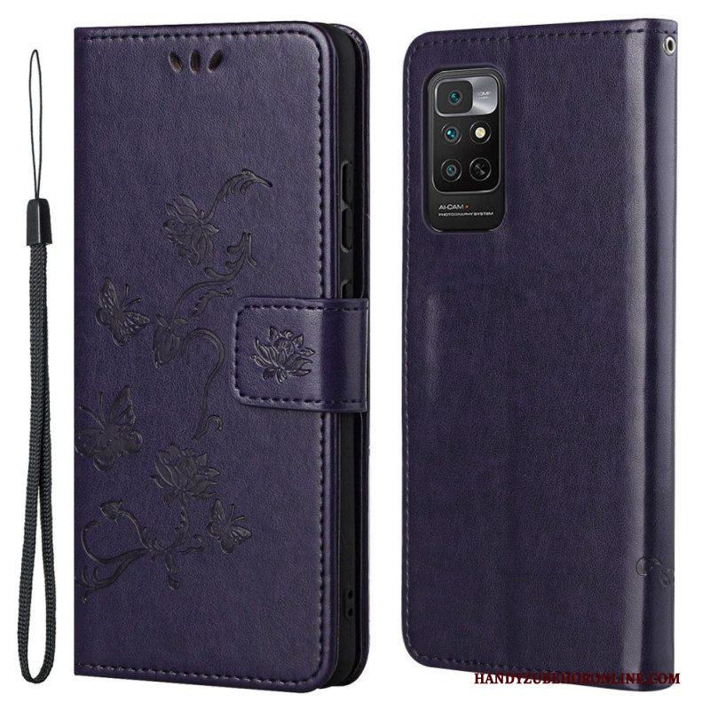 Folio-hoesje voor Xiaomi Redmi Note 11 / 11S Met Ketting Riem Bloemen