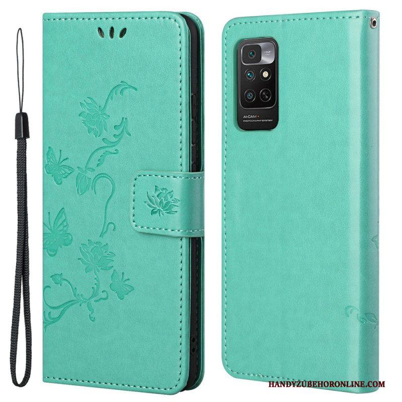 Folio-hoesje voor Xiaomi Redmi Note 11 / 11S Met Ketting Riem Bloemen