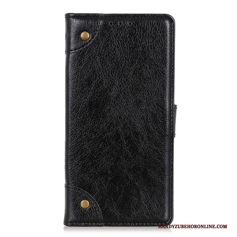 Folio-hoesje voor Xiaomi Redmi Note 11 Pro / 11 Pro 5G Stijl Nappa Lederen Vintage Klinknagels