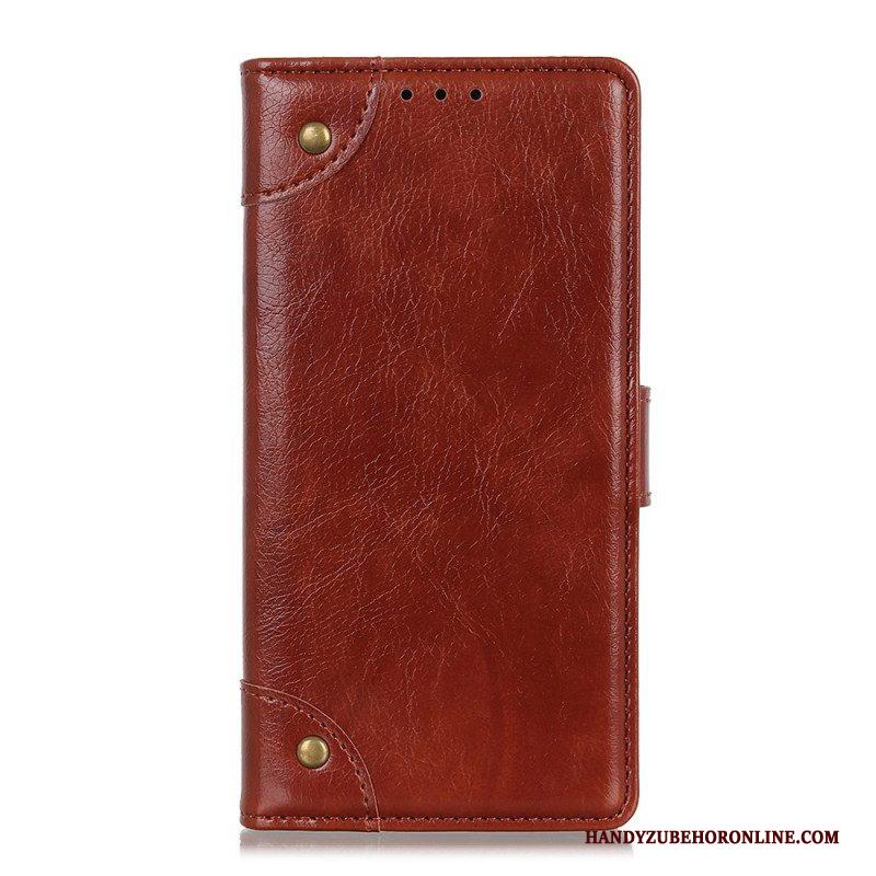 Folio-hoesje voor Xiaomi Redmi Note 11 Pro / 11 Pro 5G Stijl Nappa Lederen Vintage Klinknagels