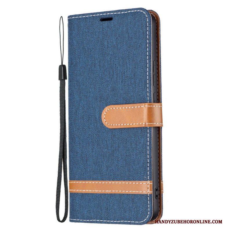 Folio-hoesje voor Xiaomi Redmi Note 11 Pro Plus 5G Met Ketting Band Van Stof En Leereffect