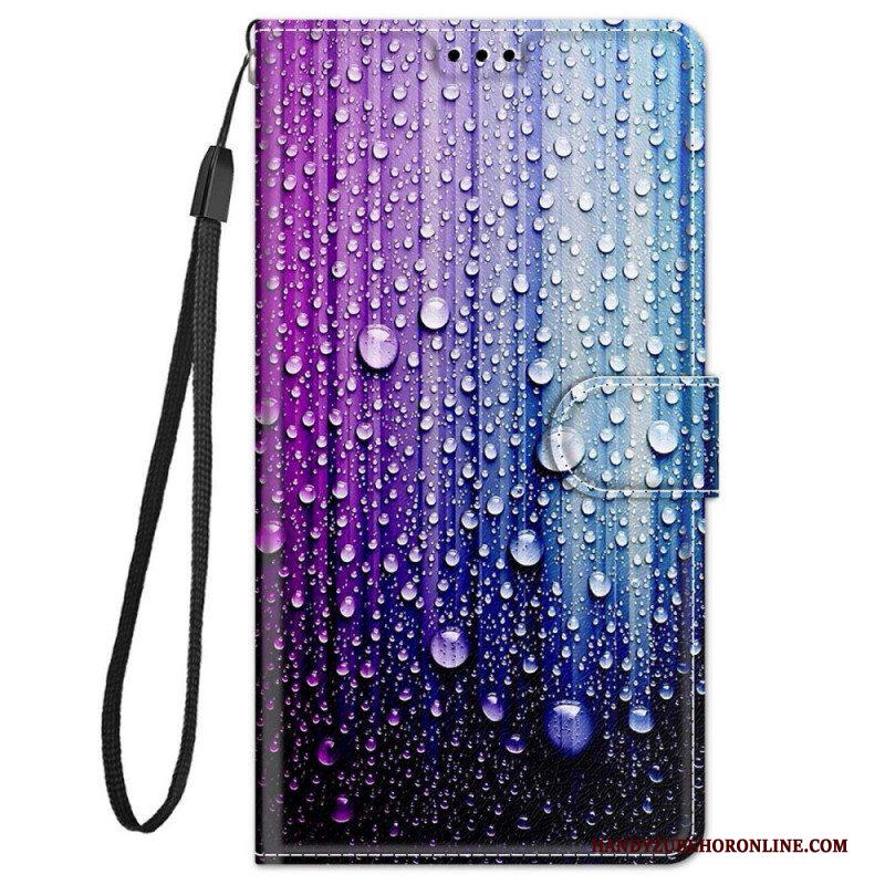 Folio-hoesje voor Xiaomi Redmi Note 11 Pro Plus 5G Waterdruppels Met Lanyard