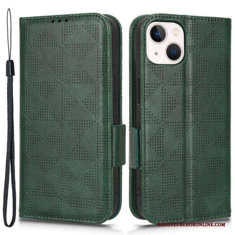 Folio-hoesje voor iPhone 14 Plus Flip Case Dubbel Flap- En Driehoekspatroon