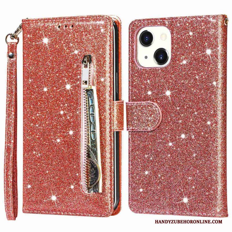 Folio-hoesje voor iPhone 14 Plus Glitter Portemonnee