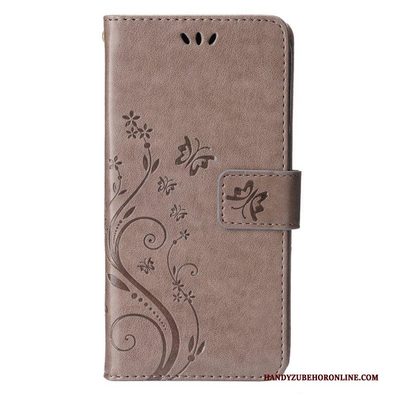 Folio-hoesje voor iPhone 15 Bloemen Met Koord