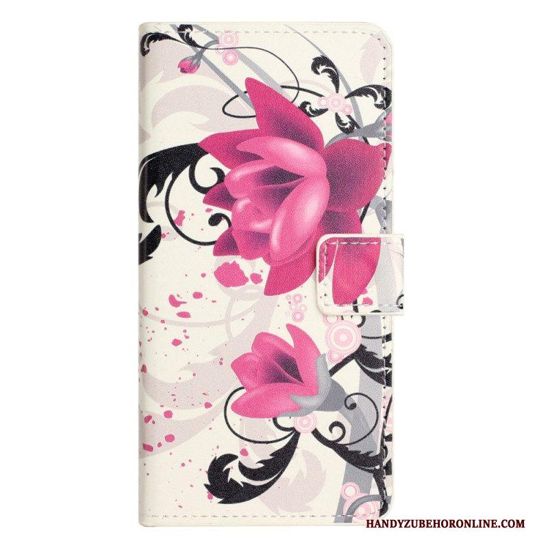 Folio-hoesje voor iPhone 15 Tropische Bloemen