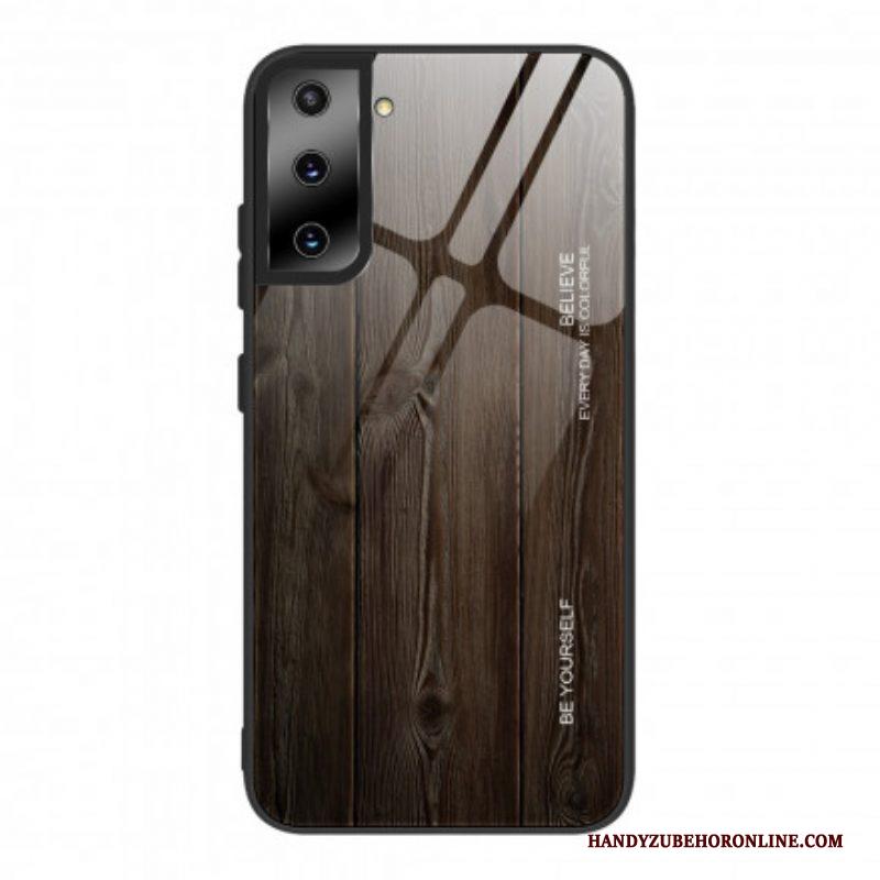 Hoesje voor Samsung Galaxy S21 Ultra 5G Houtdesign Gehard Glas