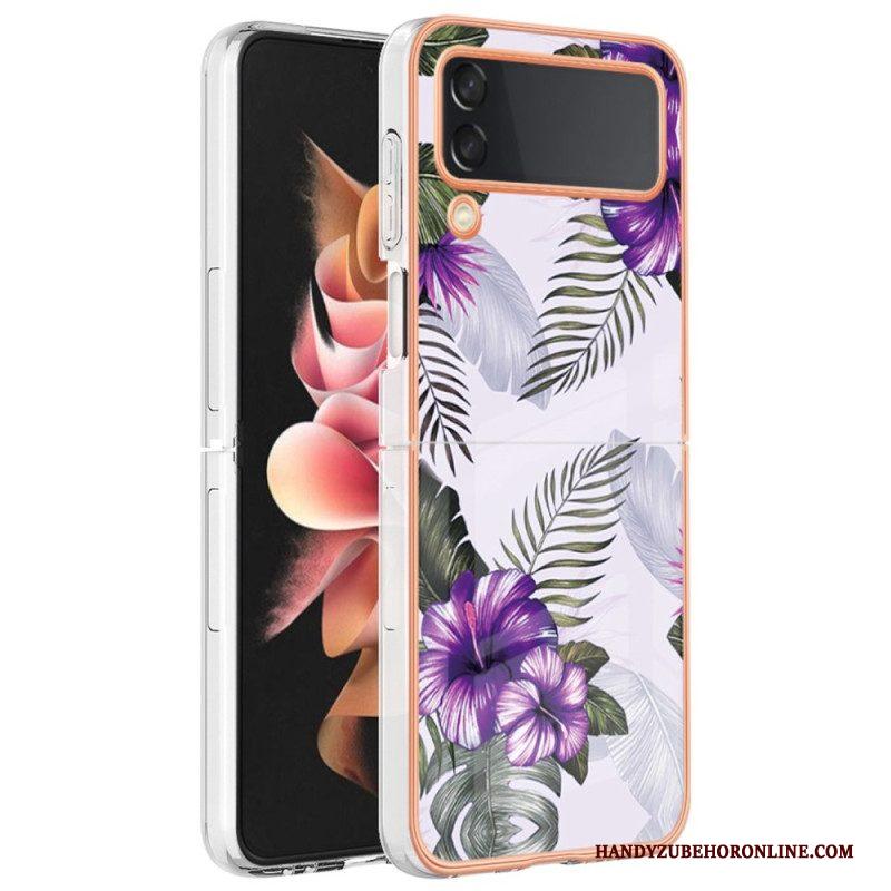 Hoesje voor Samsung Galaxy Z Flip 4 Folio-hoesje Bloemen Marmer