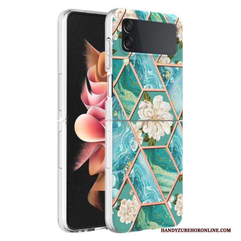 Hoesje voor Samsung Galaxy Z Flip 4 Folio-hoesje Bloemen Marmer