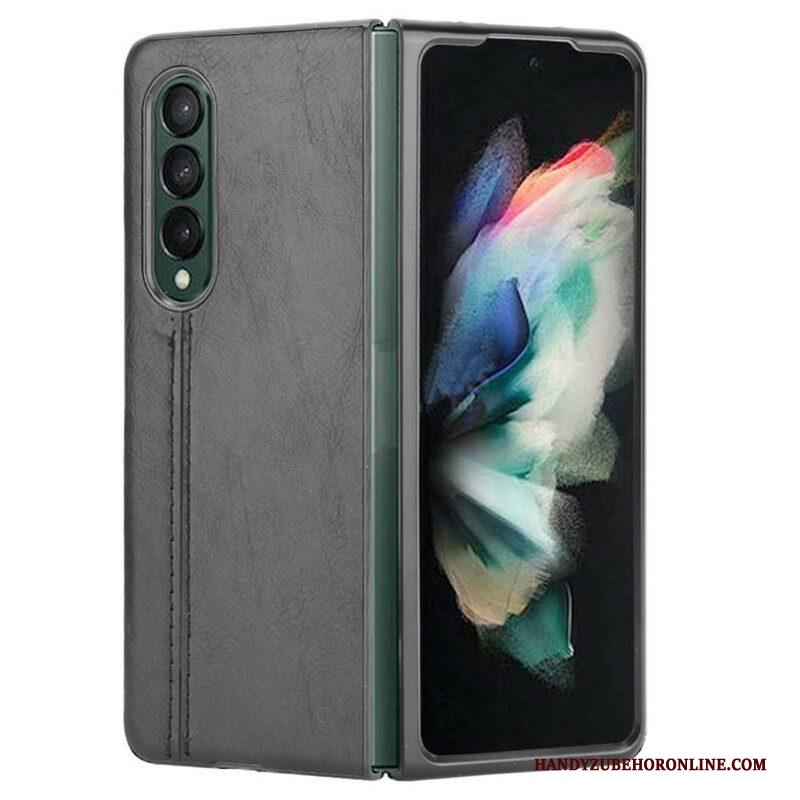 Hoesje voor Samsung Galaxy Z Fold 3 5G Couture-leereffect