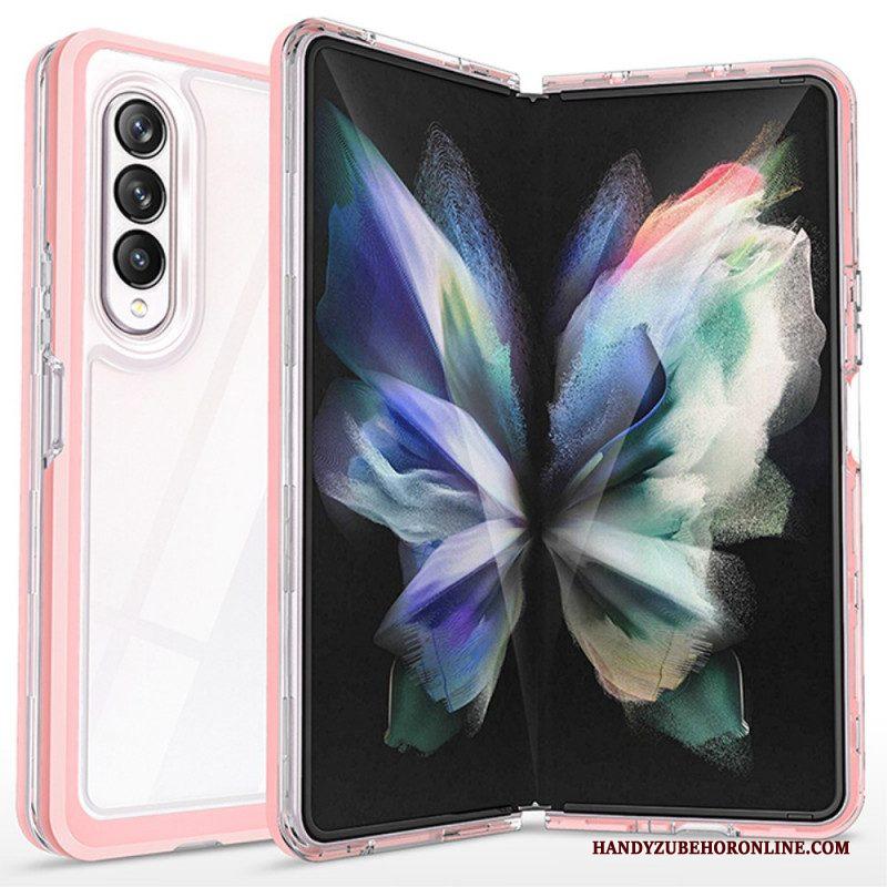 Hoesje voor Samsung Galaxy Z Fold 3 5G Transparante Hybride Gekleurde Randen