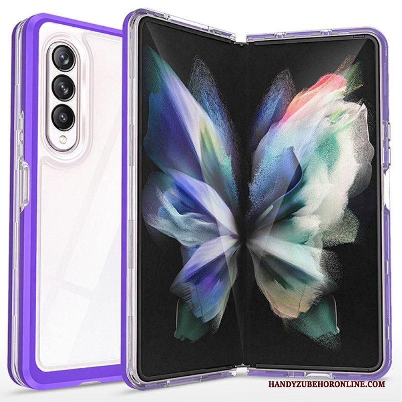 Hoesje voor Samsung Galaxy Z Fold 3 5G Transparante Hybride Gekleurde Randen