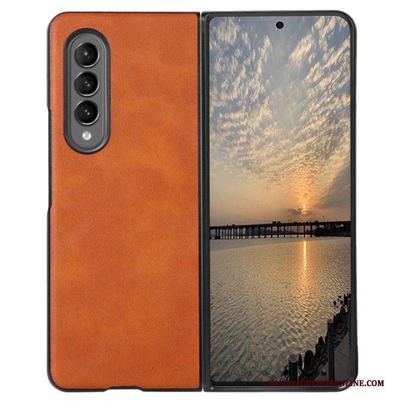 Hoesje voor Samsung Galaxy Z Fold 4 Klassieke Kunstleertextuur