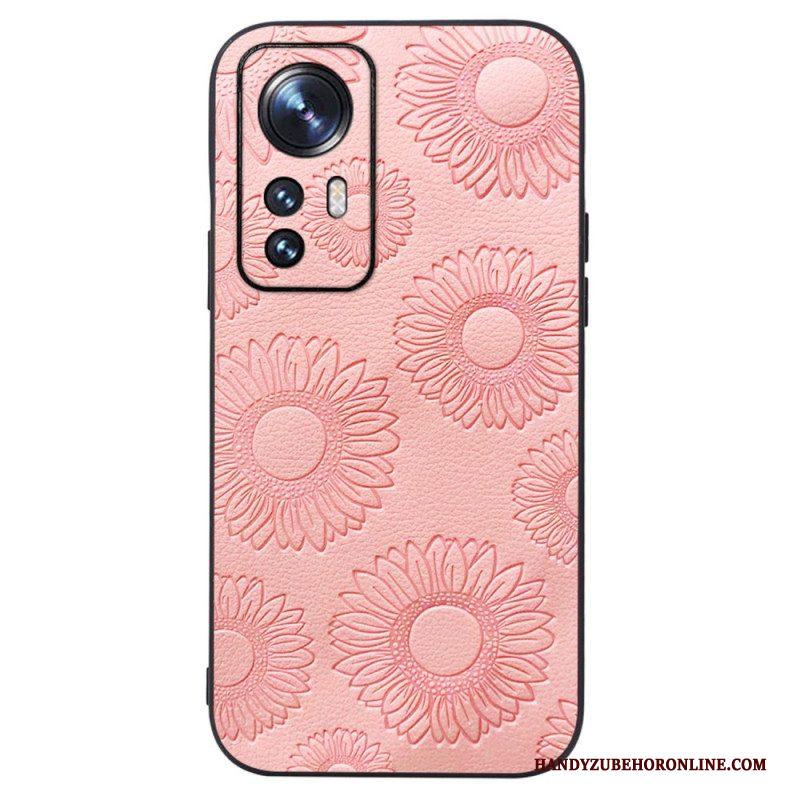 Hoesje voor Xiaomi 12 / 12X Zonnebloemen Van Imitatieleer