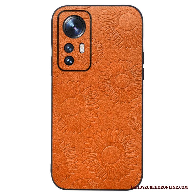 Hoesje voor Xiaomi 12 / 12X Zonnebloemen Van Imitatieleer