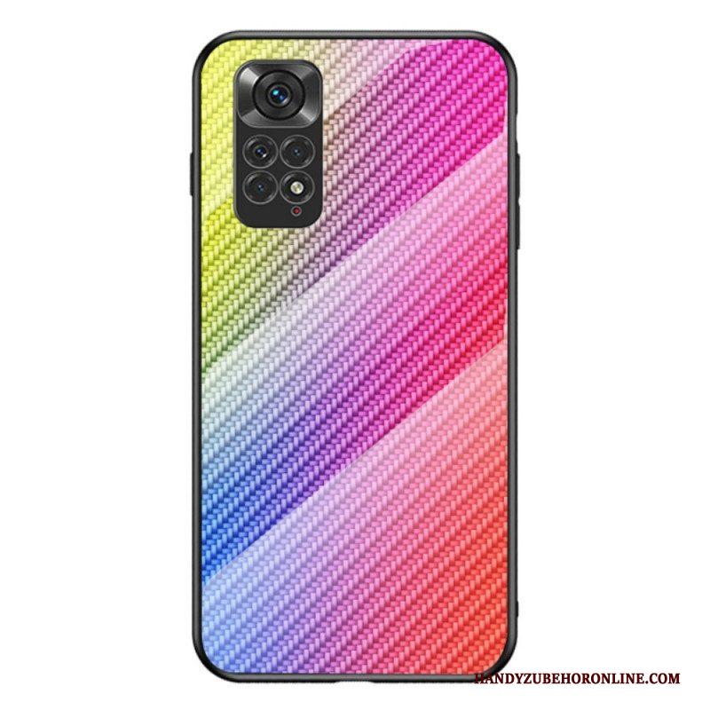 Hoesje voor Xiaomi Redmi Note 11 / 11S Koolstofvezel Gehard Glas