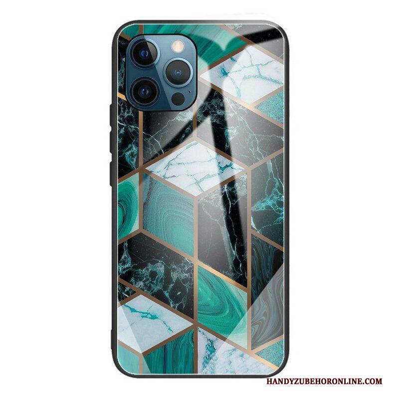 Hoesje voor iPhone 13 Pro Geometrie Marmer Gehard Glas