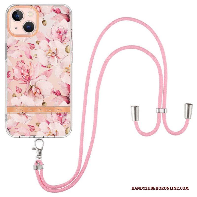 Hoesje voor iPhone 15 Plus Met Koord Cordonbloemen