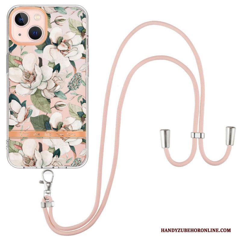 Hoesje voor iPhone 15 Plus Met Koord Cordonbloemen