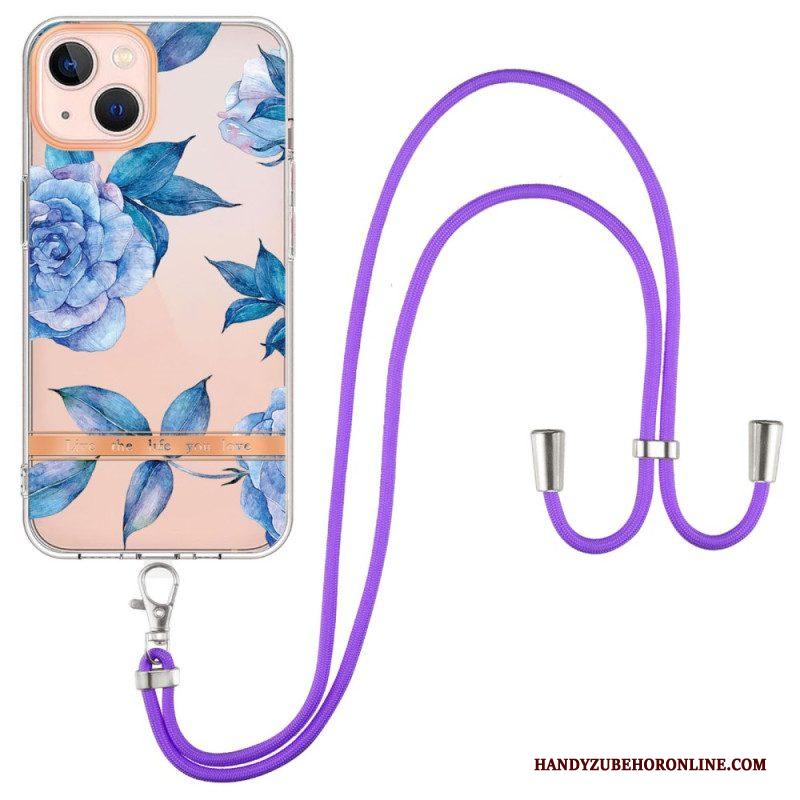 Hoesje voor iPhone 15 Plus Met Koord Cordonbloemen