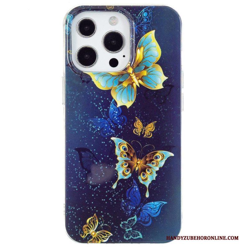 Hoesje voor iPhone 15 Pro Max Fluorescerende Vlinders