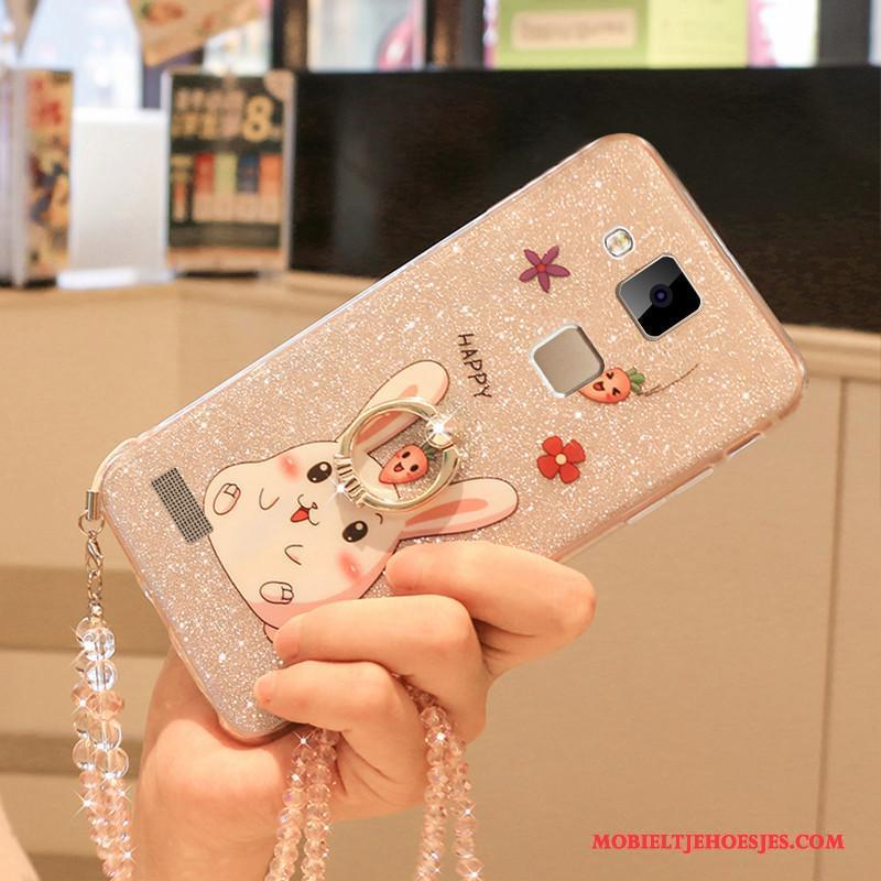 Huawei Ascend Mate 7 Trend Hanger Siliconen Hoesje Telefoon Anti-fall Roze Zilver