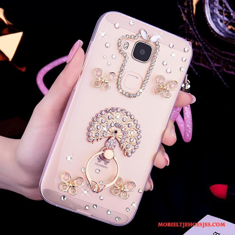 Huawei G7 Plus Anti-fall Hoes All Inclusive Hoesje Telefoon Roze Bescherming Met Strass