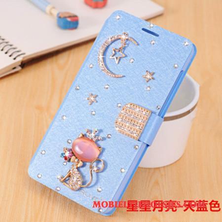 Huawei G9 Plus Met Strass Clamshell Hoesje Telefoon Leren Etui Anti-fall Bescherming Lichtblauw