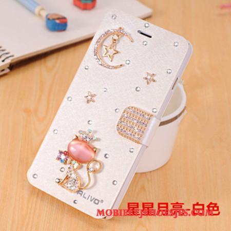 Huawei G9 Plus Met Strass Clamshell Hoesje Telefoon Leren Etui Anti-fall Bescherming Lichtblauw