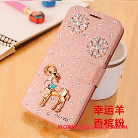 Huawei G9 Plus Met Strass Clamshell Hoesje Telefoon Leren Etui Anti-fall Bescherming Lichtblauw