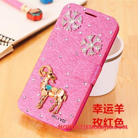 Huawei G9 Plus Met Strass Clamshell Hoesje Telefoon Leren Etui Anti-fall Bescherming Lichtblauw