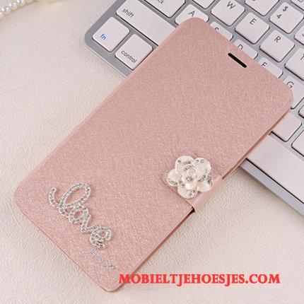 Huawei G9 Plus Met Strass Clamshell Hoesje Telefoon Leren Etui Anti-fall Bescherming Lichtblauw