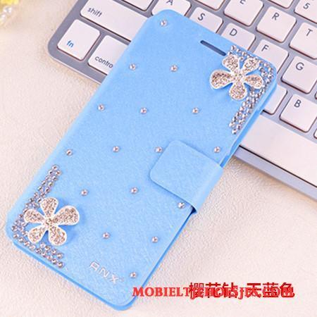 Huawei G9 Plus Met Strass Clamshell Hoesje Telefoon Leren Etui Anti-fall Bescherming Lichtblauw