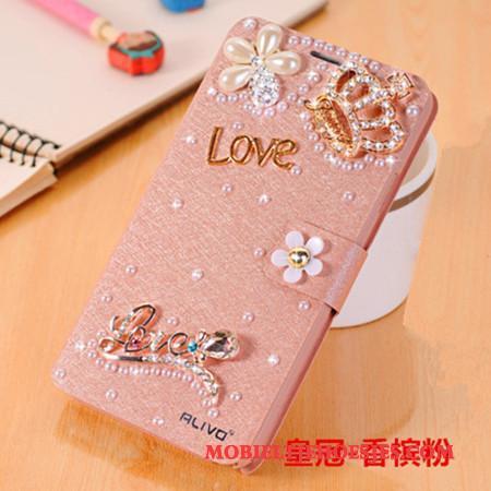 Huawei G9 Plus Met Strass Clamshell Hoesje Telefoon Leren Etui Anti-fall Bescherming Lichtblauw