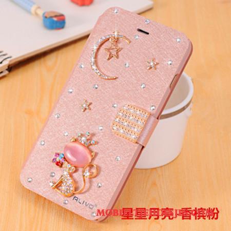 Huawei G9 Plus Met Strass Clamshell Hoesje Telefoon Leren Etui Anti-fall Bescherming Lichtblauw