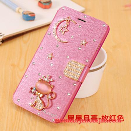 Huawei G9 Plus Met Strass Clamshell Hoesje Telefoon Leren Etui Anti-fall Bescherming Lichtblauw