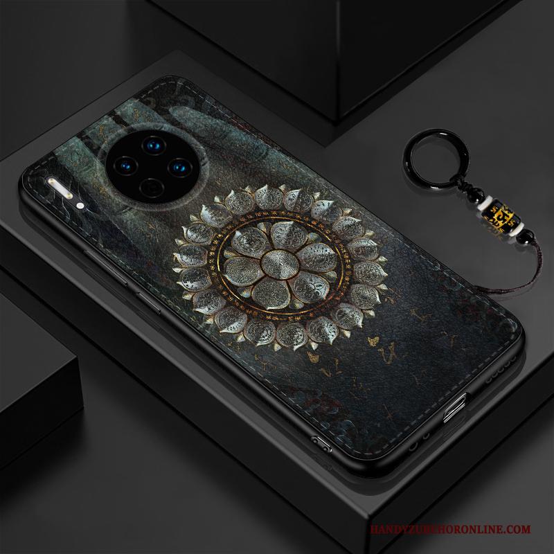 Huawei Mate 30 Net Red Ring Hoesje Telefoon Scheppend Reliëf Trend All Inclusive