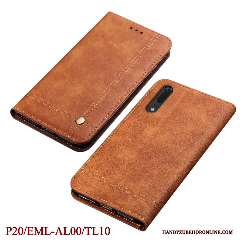 Huawei P20 Hoesje Telefoon Bescherming Anti-fall Folio Leren Etui Rood