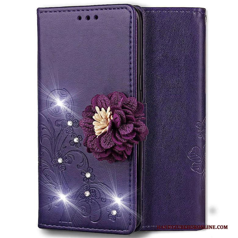 Huawei Y5 2019 Leren Etui Blauw Anti-fall Bescherming Hoesje Folio Zacht