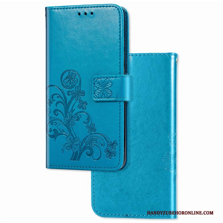 Huawei Y5 2019 Leren Etui Blauw Anti-fall Bescherming Hoesje Folio Zacht