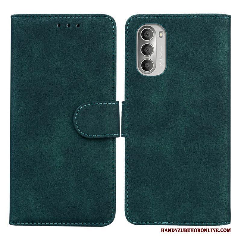 Leren Hoesje voor Moto G51 5G Monochroom Leereffect