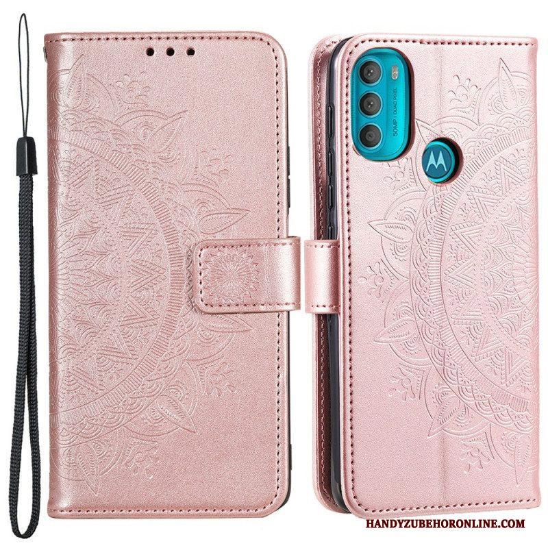 Leren Hoesje voor Moto G71 5G Zon Mandala