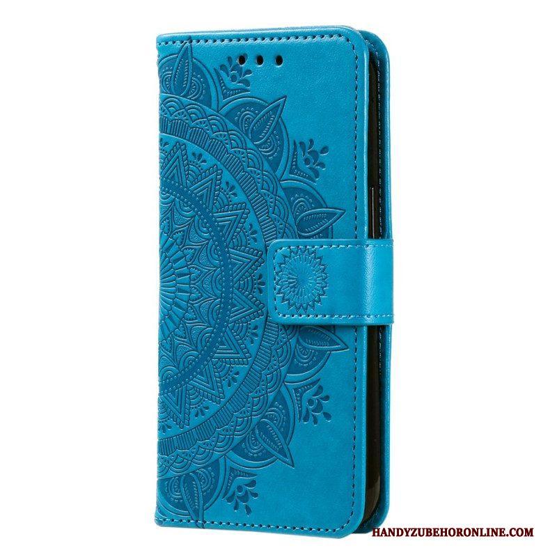 Leren Hoesje voor Motorola Edge 40 Pro Mandala Zon Met Lanyard