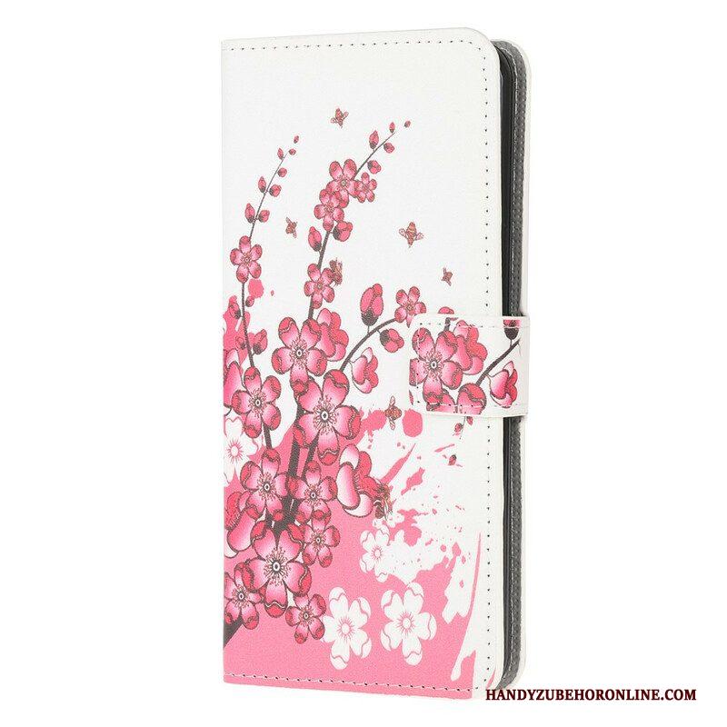 Leren Hoesje voor Samsung Galaxy M12 / A12 Tropische Bloemen