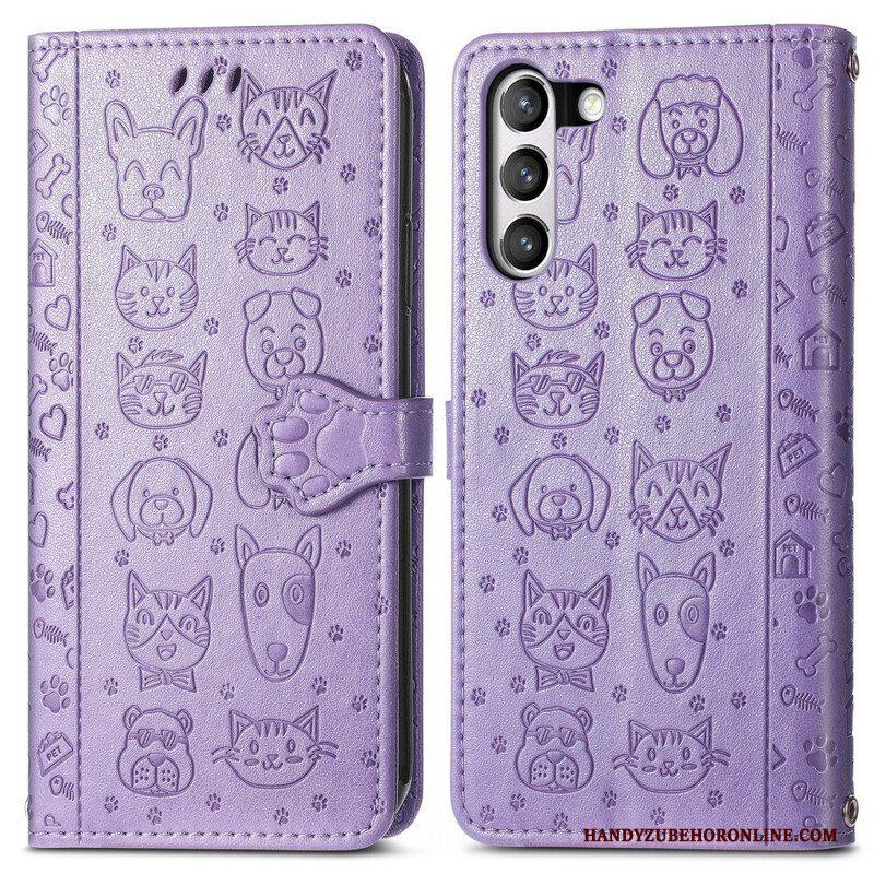 Leren Hoesje voor Samsung Galaxy S21 FE Geanimeerde Dieren