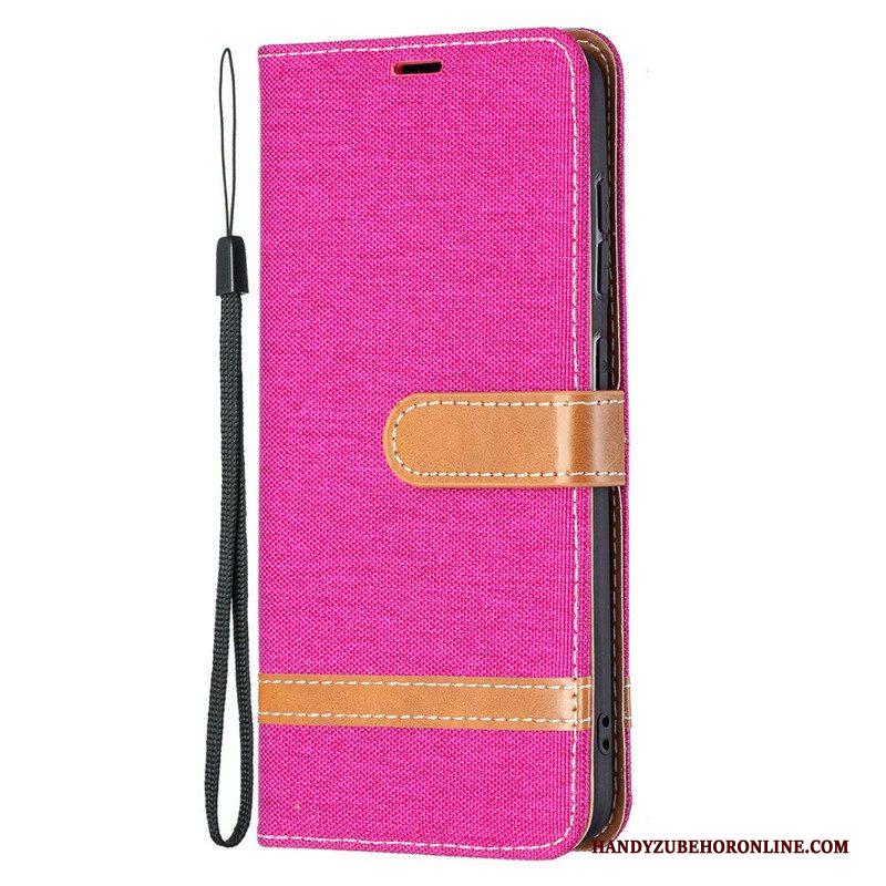 Leren Hoesje voor Samsung Galaxy S21 FE Met Ketting Band Van Stof En Leereffect