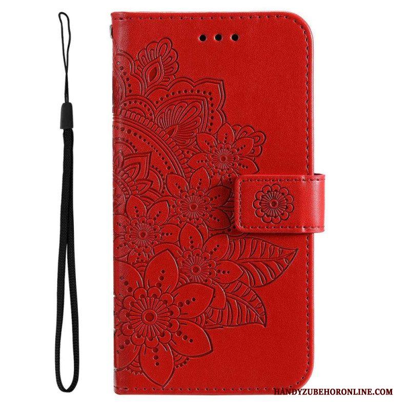 Leren Hoesje voor Samsung Galaxy S23 5G Met Ketting Strakke Mandala