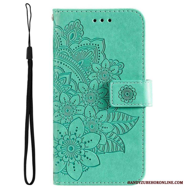 Leren Hoesje voor Samsung Galaxy S23 5G Met Ketting Strakke Mandala