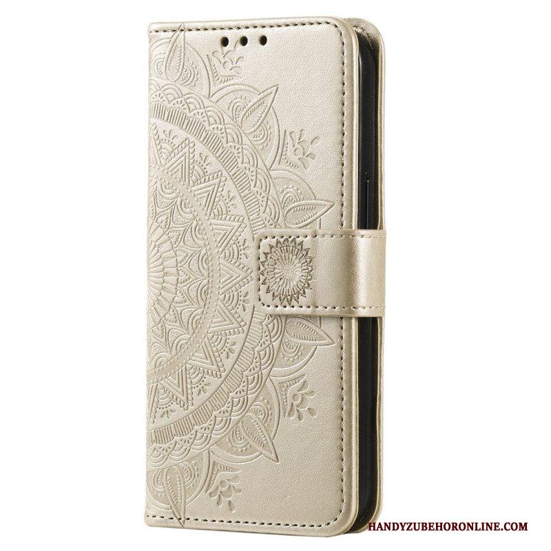 Leren Hoesje voor Samsung Galaxy S23 5G Zon Mandala