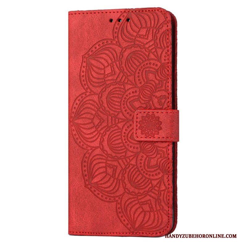 Leren Hoesje voor Samsung Galaxy S23 Plus 5G Met Ketting Strakke Mandala